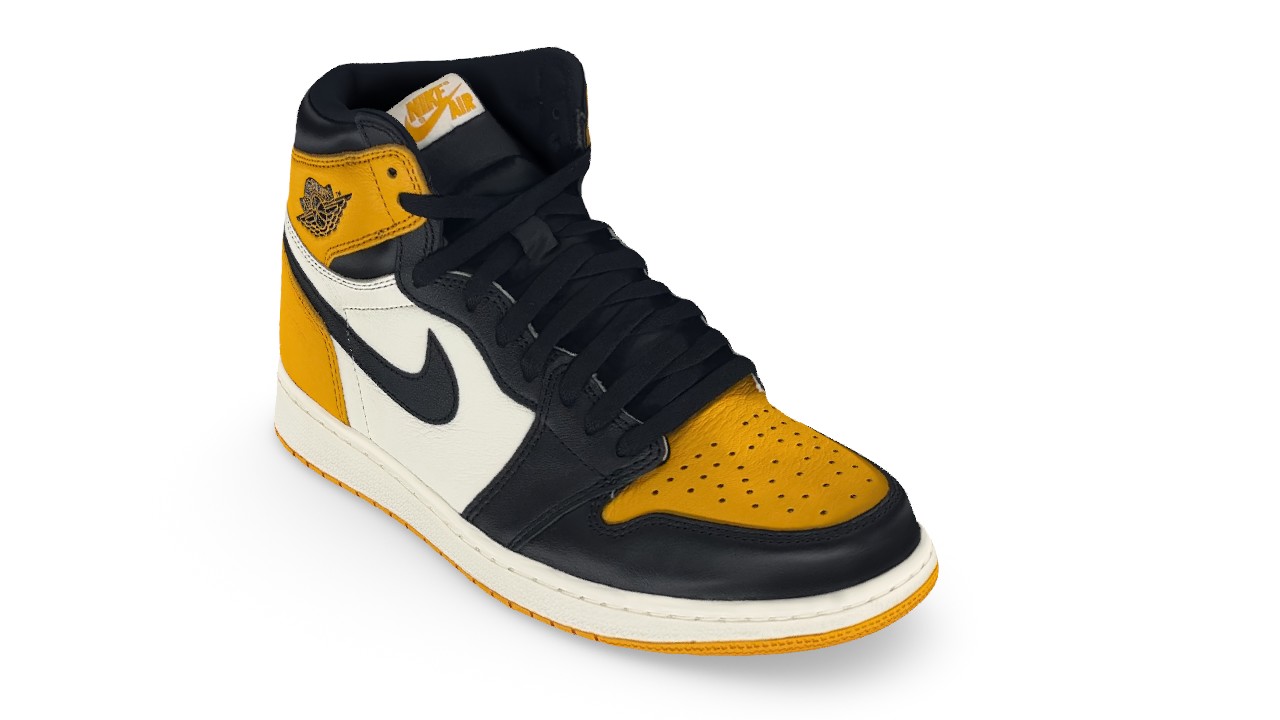 Black and yellow jordan cheap 1 high